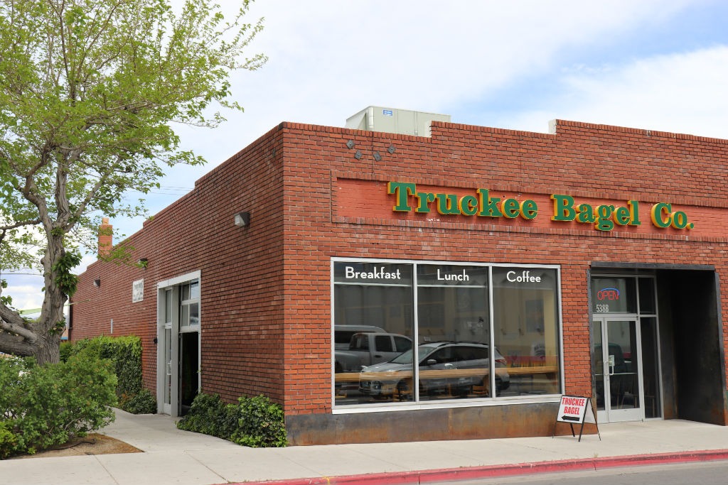 exterior storefront of truckee bagel company in midtown reno